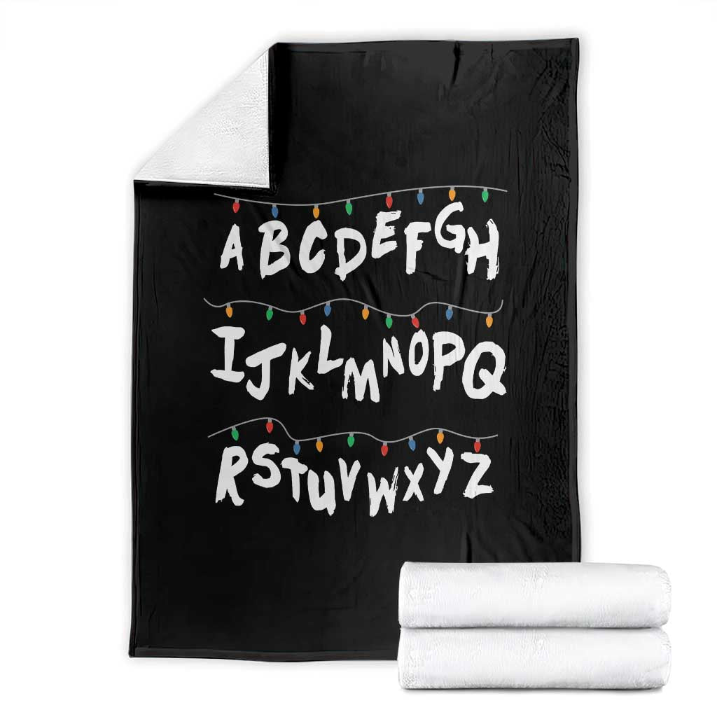 Funny Stranger Christmas Throw Blanket Alphabet Xmas Lights - Wonder Print Shop