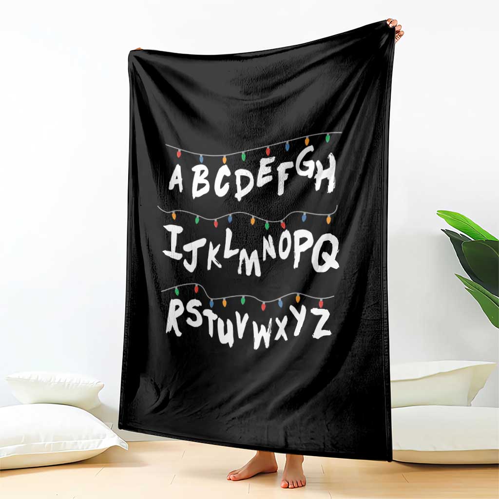 Funny Stranger Christmas Throw Blanket Alphabet Xmas Lights - Wonder Print Shop