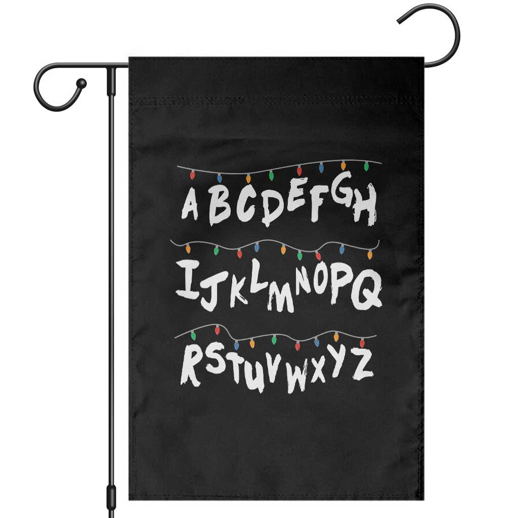 Funny Stranger Christmas Garden Flag Alphabet Xmas Lights - Wonder Print Shop