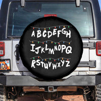 Funny Stranger Christmas Spare Tire Cover Alphabet Xmas Lights - Wonder Print Shop