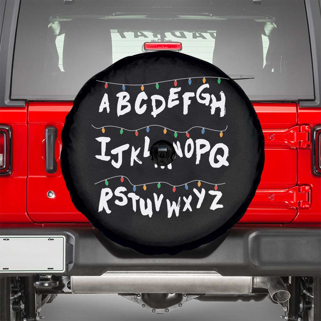 Funny Stranger Christmas Spare Tire Cover Alphabet Xmas Lights - Wonder Print Shop