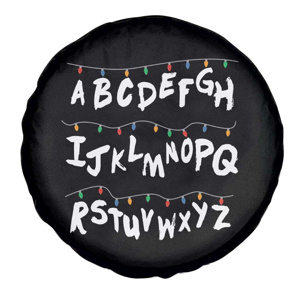 Funny Stranger Christmas Spare Tire Cover Alphabet Xmas Lights - Wonder Print Shop