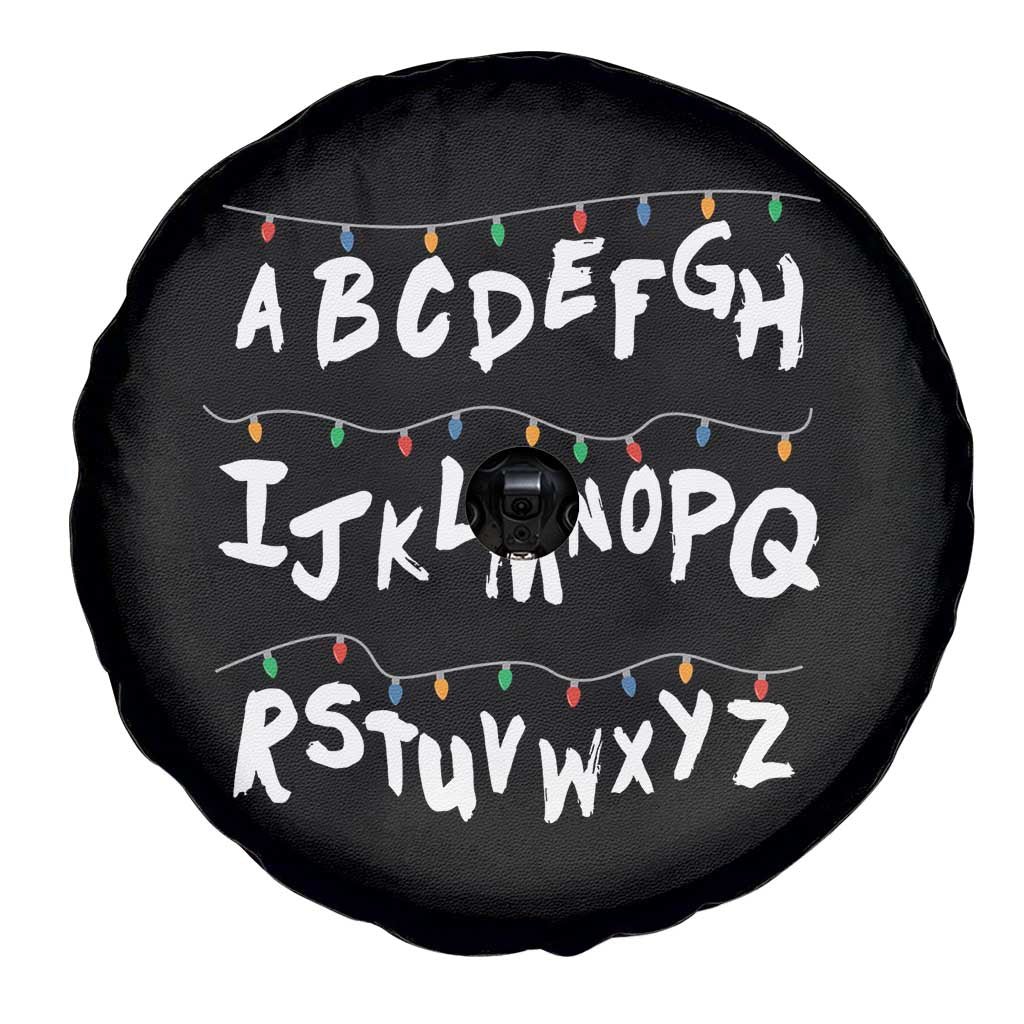 Funny Stranger Christmas Spare Tire Cover Alphabet Xmas Lights - Wonder Print Shop