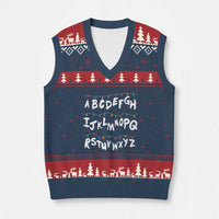 Funny Stranger Xmas V-Neck Knit Sweater Vest Alphabet Xmas Lights - Wonder Print Shop