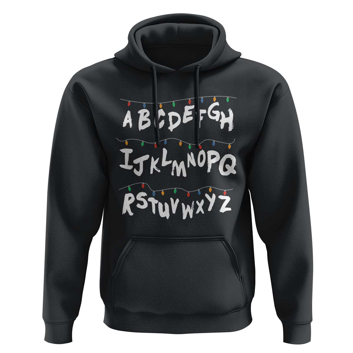 Funny Stranger Christmas Hoodie Alphabet Xmas Lights - Wonder Print Shop
