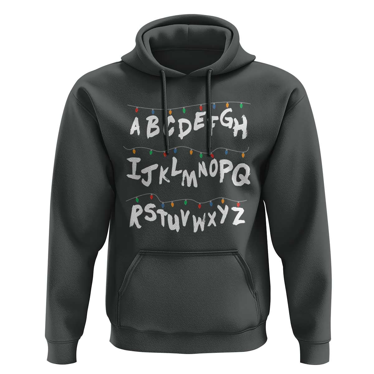 Funny Stranger Christmas Hoodie Alphabet Xmas Lights - Wonder Print Shop