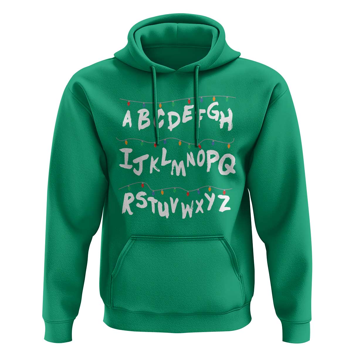 Funny Stranger Christmas Hoodie Alphabet Xmas Lights - Wonder Print Shop