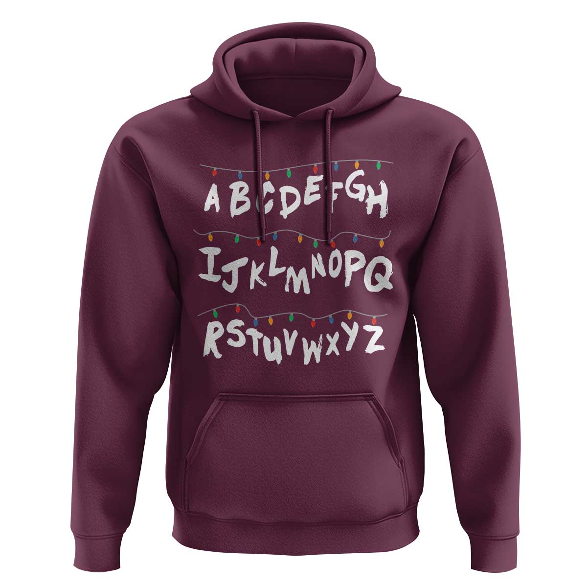 Funny Stranger Christmas Hoodie Alphabet Xmas Lights - Wonder Print Shop