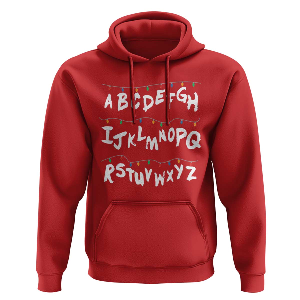 Funny Stranger Christmas Hoodie Alphabet Xmas Lights - Wonder Print Shop