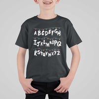 Funny Stranger Christmas T Shirt For Kid Alphabet Xmas Lights - Wonder Print Shop