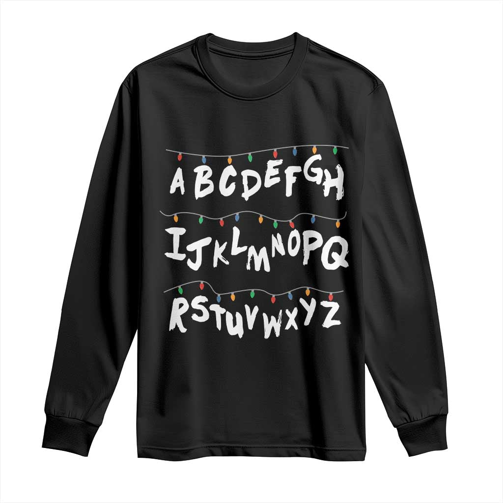 Funny Stranger Christmas Long Sleeve Shirt Alphabet Xmas Lights - Wonder Print Shop