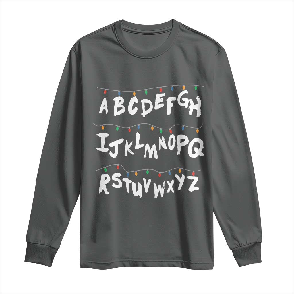 Funny Stranger Christmas Long Sleeve Shirt Alphabet Xmas Lights - Wonder Print Shop