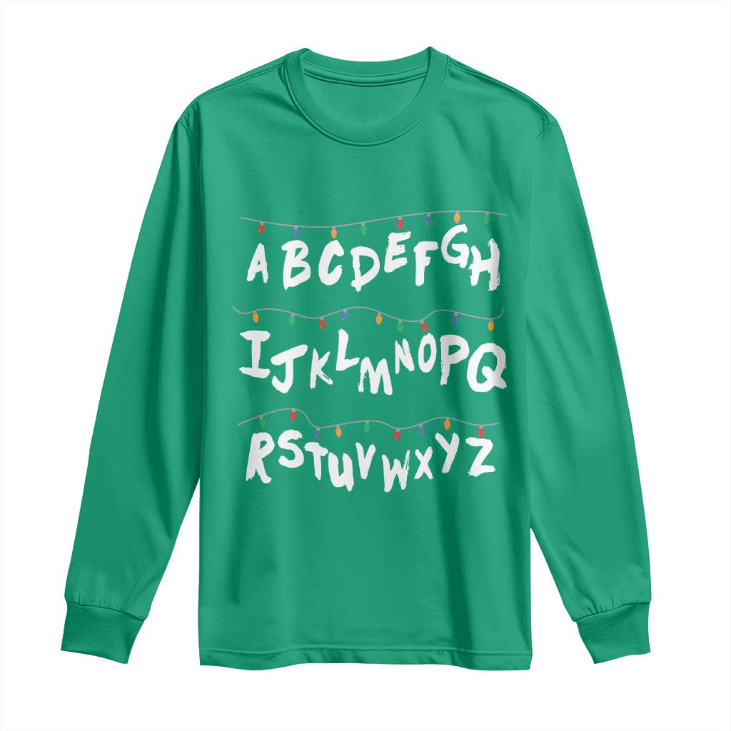 Funny Stranger Christmas Long Sleeve Shirt Alphabet Xmas Lights - Wonder Print Shop
