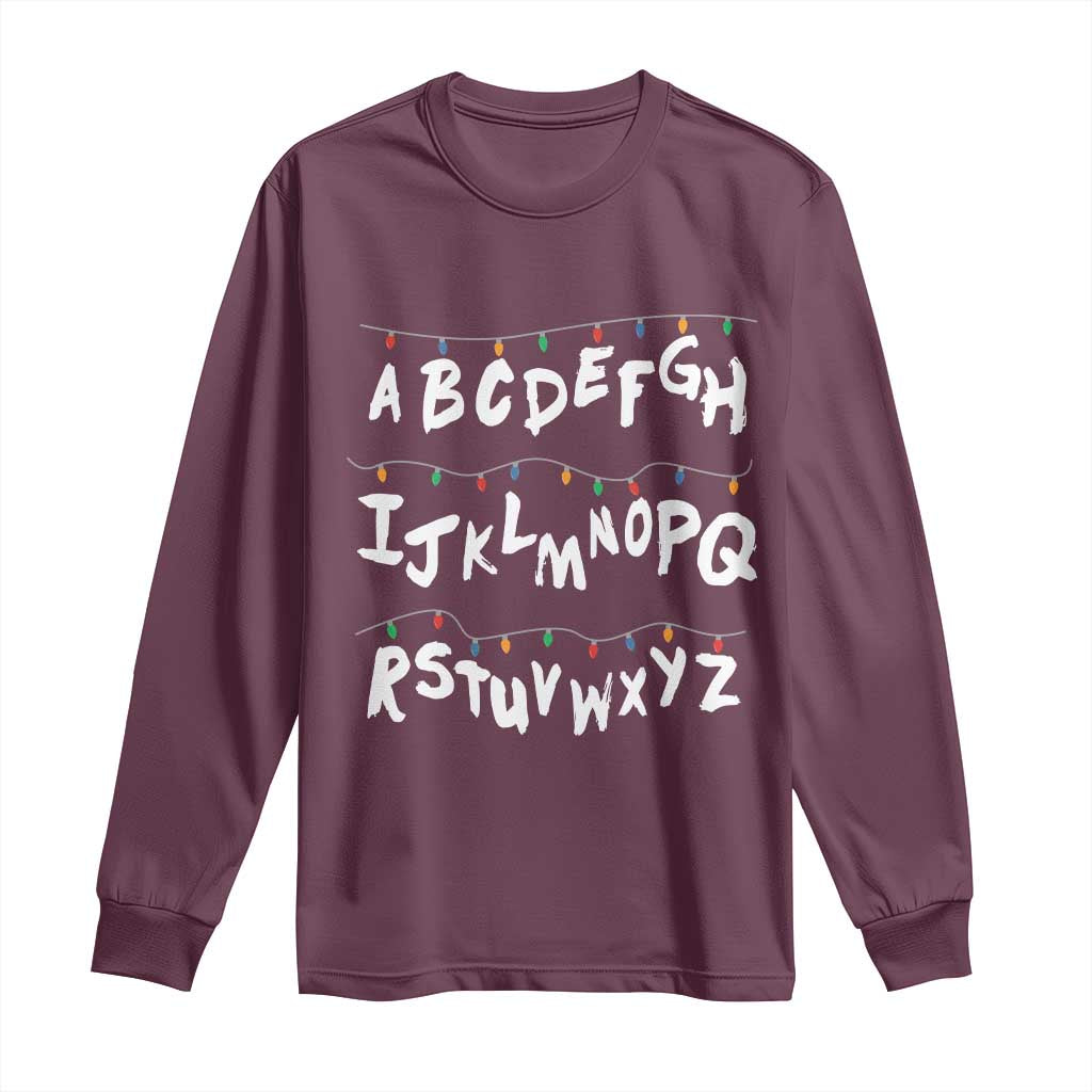 Funny Stranger Christmas Long Sleeve Shirt Alphabet Xmas Lights - Wonder Print Shop