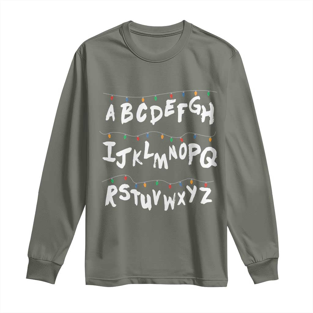Funny Stranger Christmas Long Sleeve Shirt Alphabet Xmas Lights - Wonder Print Shop