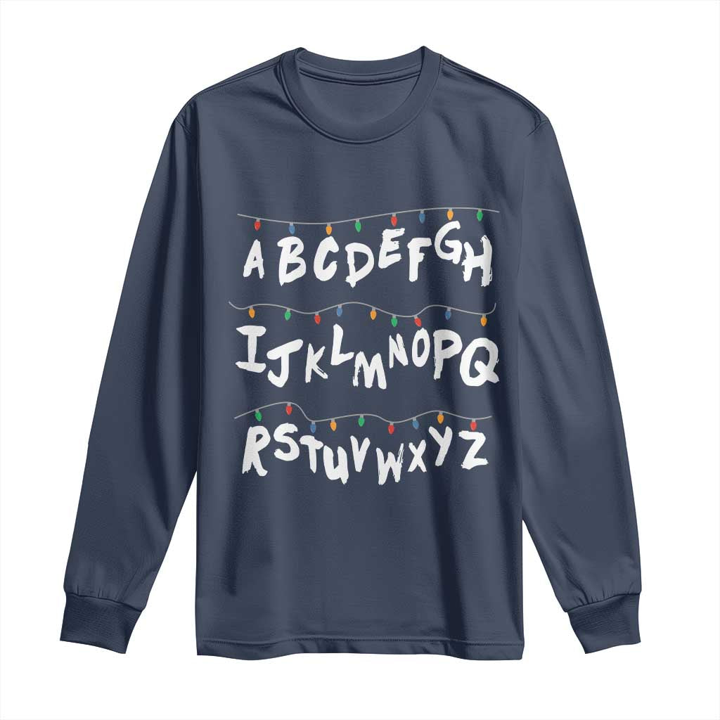 Funny Stranger Christmas Long Sleeve Shirt Alphabet Xmas Lights - Wonder Print Shop
