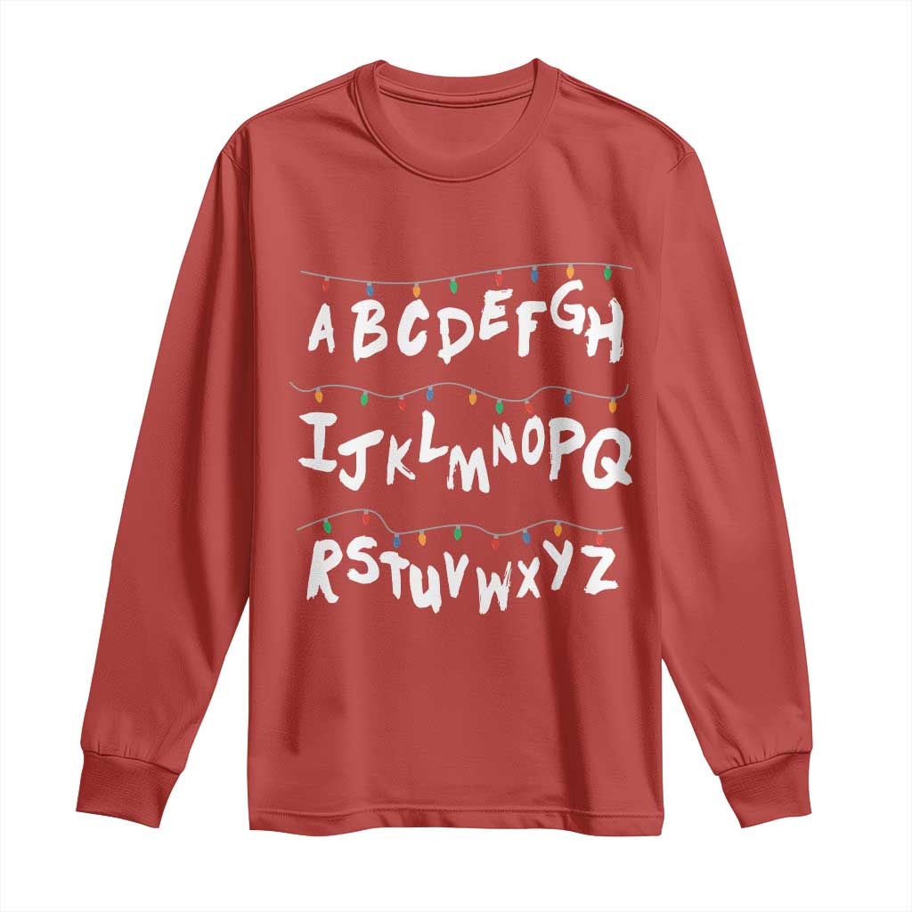 Funny Stranger Christmas Long Sleeve Shirt Alphabet Xmas Lights - Wonder Print Shop