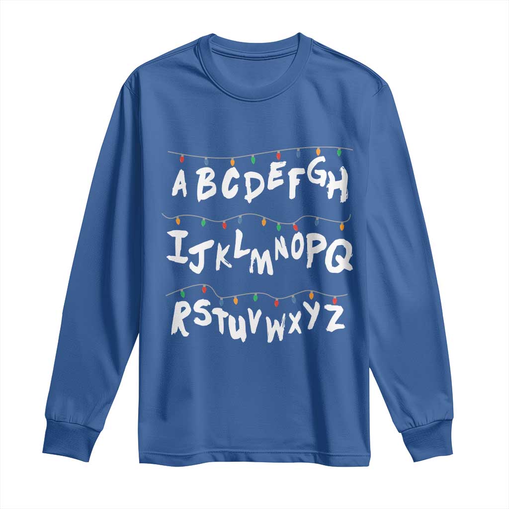 Funny Stranger Christmas Long Sleeve Shirt Alphabet Xmas Lights - Wonder Print Shop