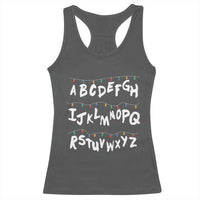 Funny Stranger Christmas Racerback Tank Top Alphabet Xmas Lights - Wonder Print Shop
