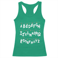 Funny Stranger Christmas Racerback Tank Top Alphabet Xmas Lights - Wonder Print Shop