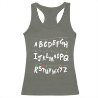 Funny Stranger Christmas Racerback Tank Top Alphabet Xmas Lights - Wonder Print Shop