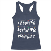 Funny Stranger Christmas Racerback Tank Top Alphabet Xmas Lights - Wonder Print Shop