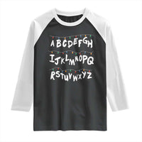 Funny Stranger Christmas Raglan Shirt Alphabet Xmas Lights - Wonder Print Shop