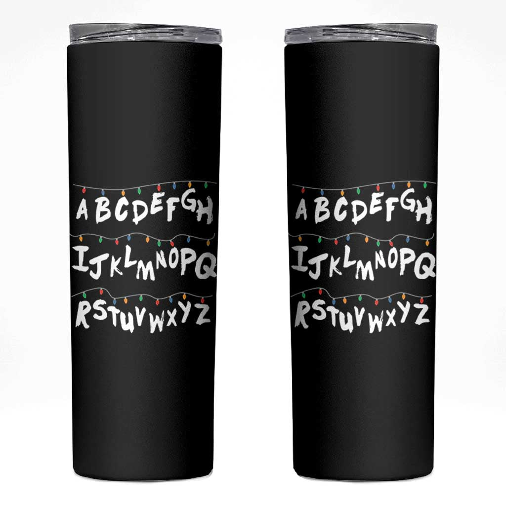 Funny Stranger Christmas Skinny Tumbler Alphabet Xmas Lights - Wonder Print Shop