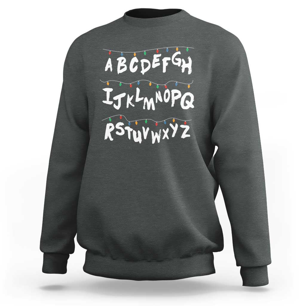 Funny Stranger Christmas Sweatshirt Alphabet Xmas Lights - Wonder Print Shop