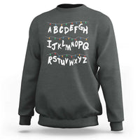 Funny Stranger Christmas Sweatshirt Alphabet Xmas Lights - Wonder Print Shop