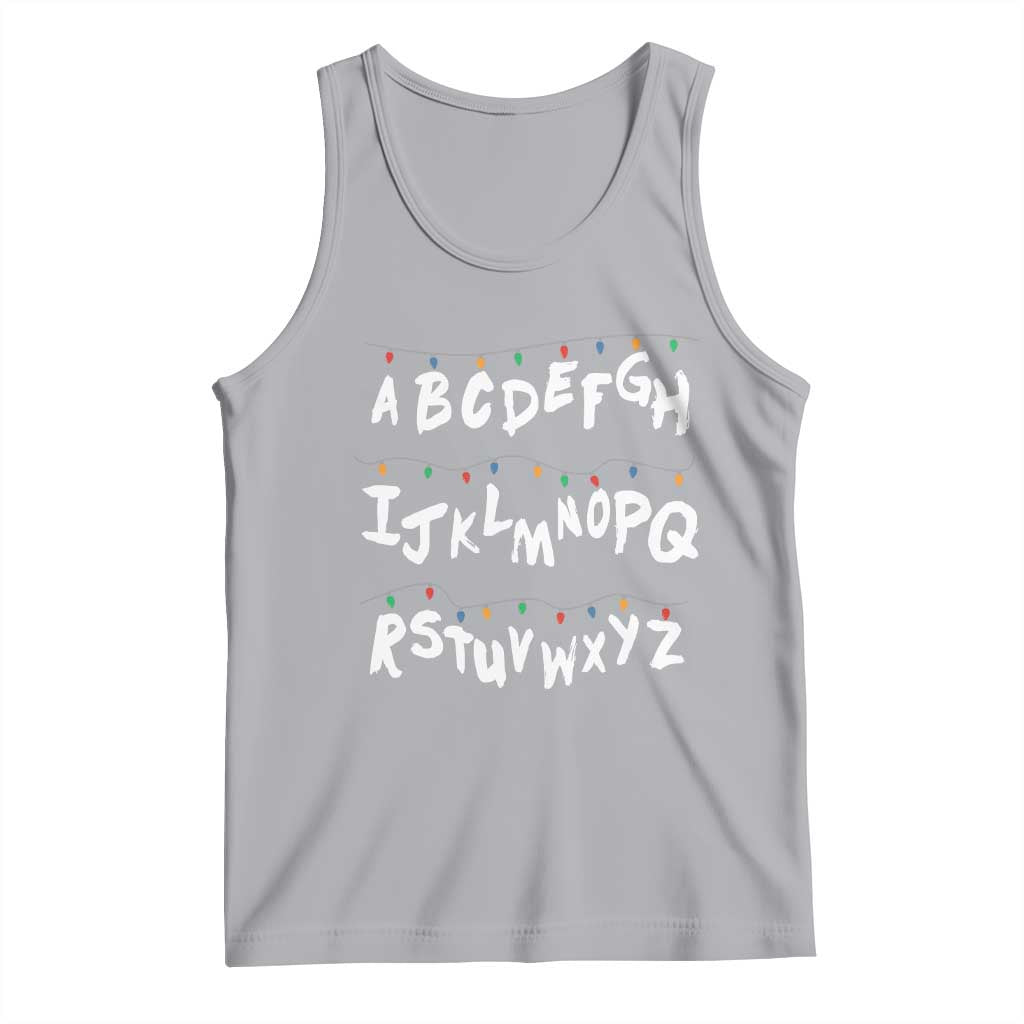 Funny Stranger Christmas Tank Top Alphabet Xmas Lights - Wonder Print Shop