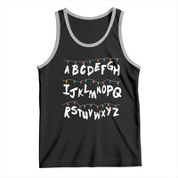 Funny Stranger Christmas Tank Top Alphabet Xmas Lights - Wonder Print Shop