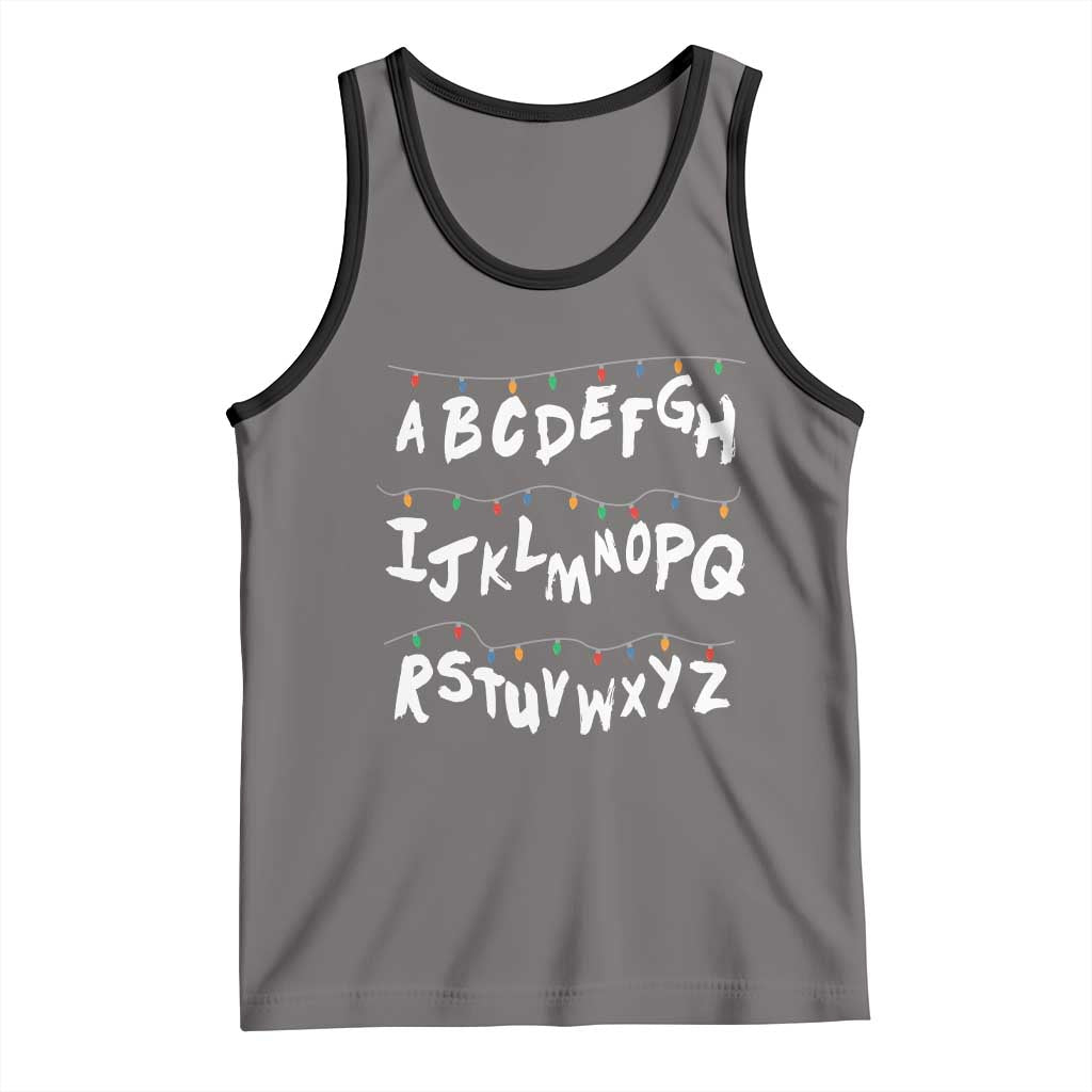 Funny Stranger Christmas Tank Top Alphabet Xmas Lights - Wonder Print Shop