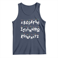 Funny Stranger Christmas Tank Top Alphabet Xmas Lights - Wonder Print Shop
