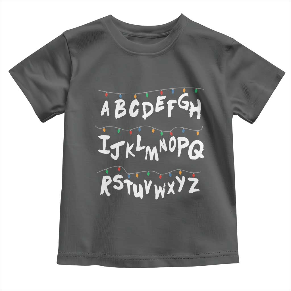 Funny Stranger Christmas Toddler T Shirt Alphabet Xmas Lights - Wonder Print Shop