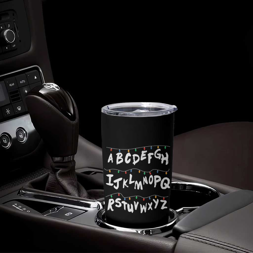 Funny Stranger Christmas Tumbler Cup Alphabet Xmas Lights - Wonder Print Shop
