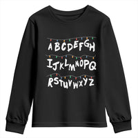 Funny Stranger Christmas Youth Sweatshirt Alphabet Xmas Lights - Wonder Print Shop
