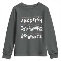 Funny Stranger Christmas Youth Sweatshirt Alphabet Xmas Lights - Wonder Print Shop