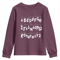 Funny Stranger Christmas Youth Sweatshirt Alphabet Xmas Lights - Wonder Print Shop