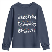 Funny Stranger Christmas Youth Sweatshirt Alphabet Xmas Lights - Wonder Print Shop