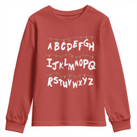 Funny Stranger Christmas Youth Sweatshirt Alphabet Xmas Lights - Wonder Print Shop