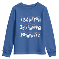 Funny Stranger Christmas Youth Sweatshirt Alphabet Xmas Lights - Wonder Print Shop