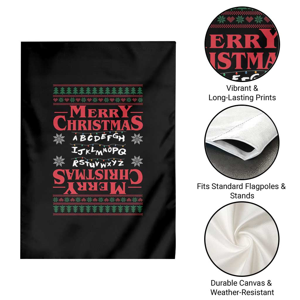 Funny Stranger Xmas Garden Flag Merry Christmas Alphabet Neon Lights Movie - Wonder Print Shop