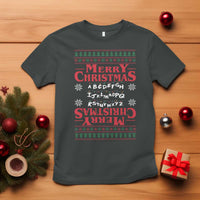Funny Stranger Xmas T Shirt Merry Christmas Alphabet Neon Lights Movie - Wonder Print Shop