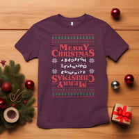 Funny Stranger Xmas T Shirt Merry Christmas Alphabet Neon Lights Movie - Wonder Print Shop