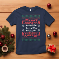 Funny Stranger Xmas T Shirt Merry Christmas Alphabet Neon Lights Movie - Wonder Print Shop
