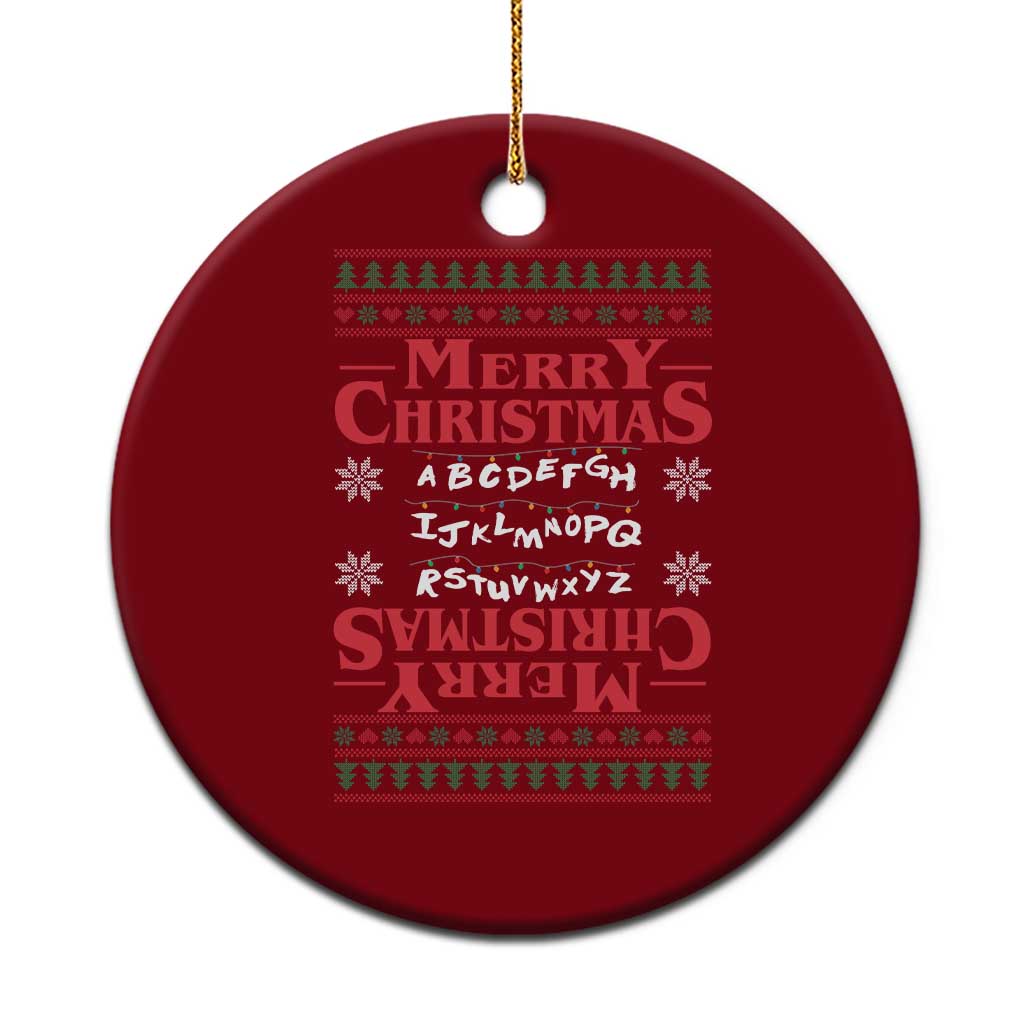 Funny Stranger Xmas Ceramic Ornament Merry Christmas Alphabet Neon Lights Movie - Wonder Print Shop