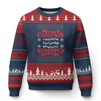 Funny Stranger Xmas Ugly Christmas Sweater Merry Xmas Alphabet Neon Lights Movie - Wonder Print Shop