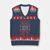 Funny Stranger Xmas V-Neck Knit Sweater Vest Merry Xmas Alphabet Neon Lights Movie - Wonder Print Shop