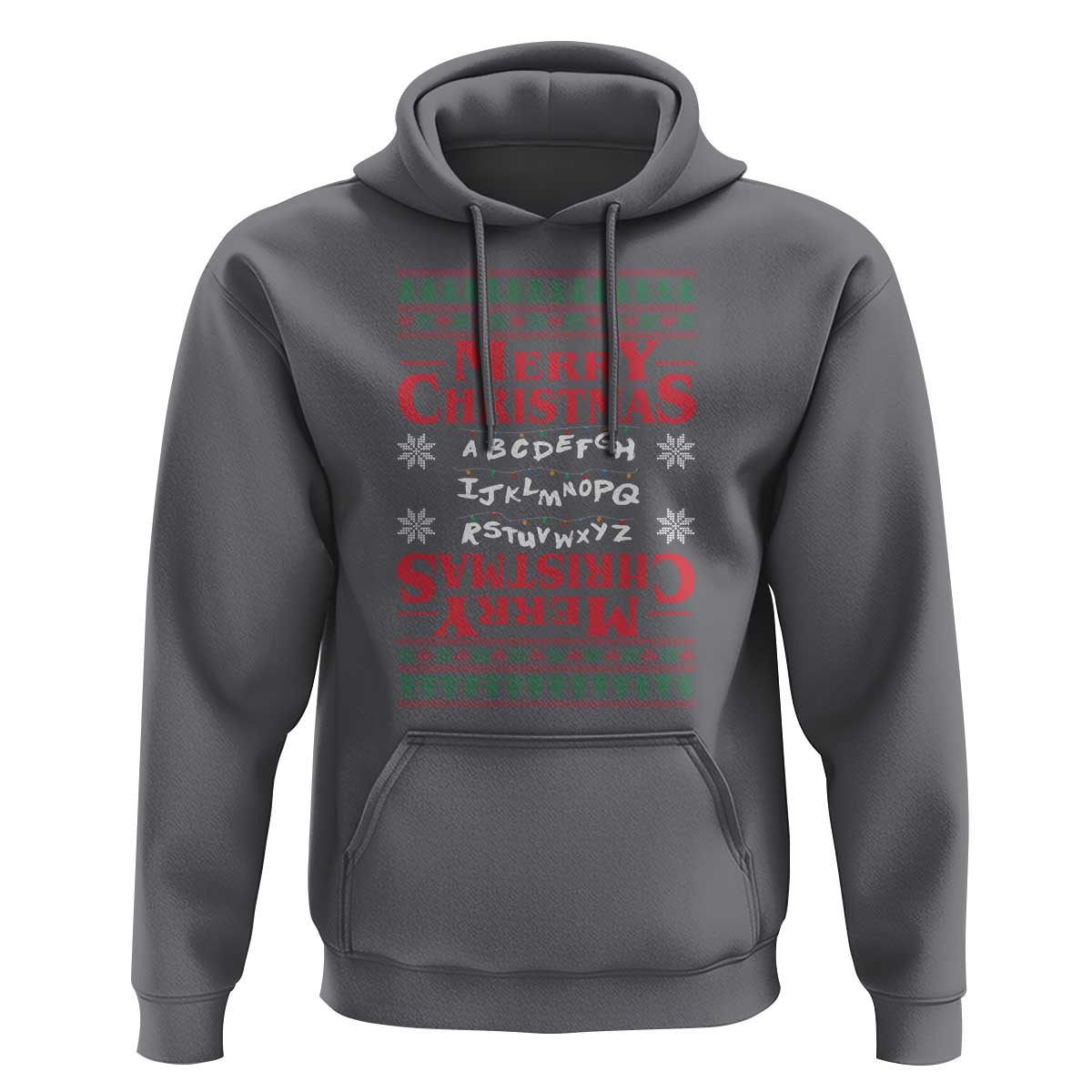 Funny Stranger Xmas Hoodie Merry Christmas Alphabet Neon Lights Movie - Wonder Print Shop